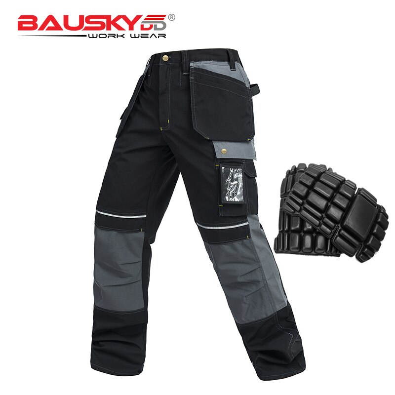 100% cotton men&#39;s work pants with knee pads mechanic craftsman workwear work trousers multi pocket