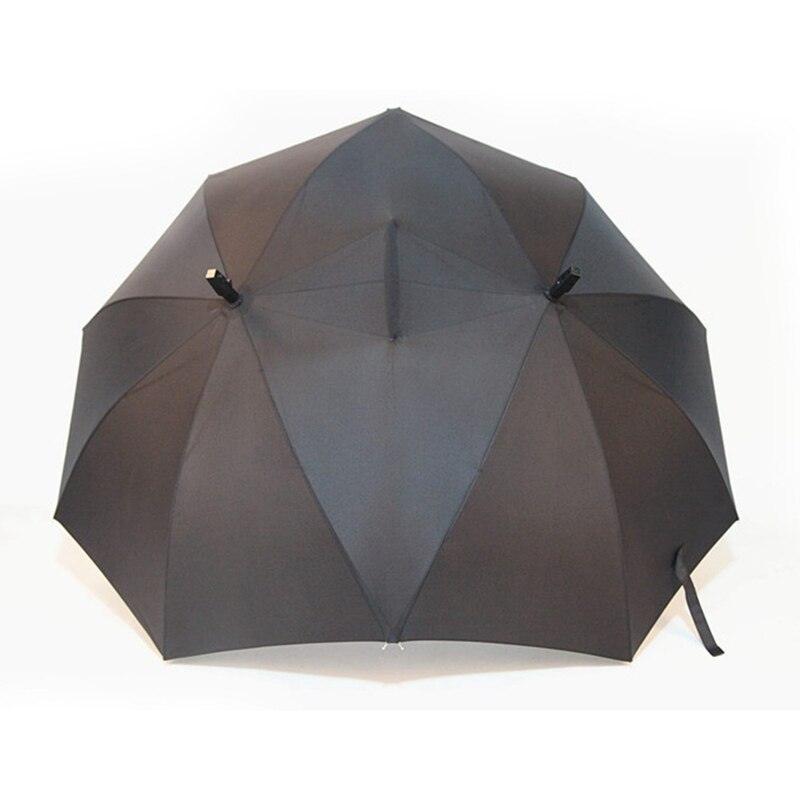 two-pole couple umbrella pure color semi-automatic high-end business umbrella double top conjoined umbrella Bla