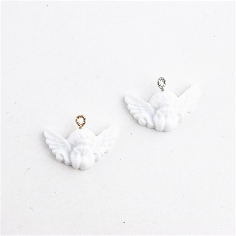 10 pçs mini branco asa anjo resina encantos para descobertas de jóias artesanal colar pingente brincos eardrop chaveiro acessório p97