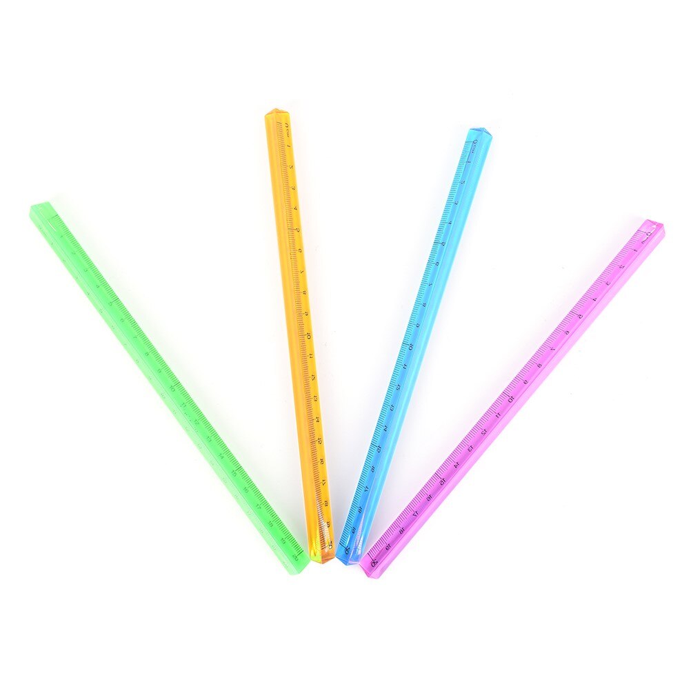 1 pcs Colorful Aluminum Triangular Scale Ruler Synthetic Quartz Metal Scale Regua Desenho 20cm