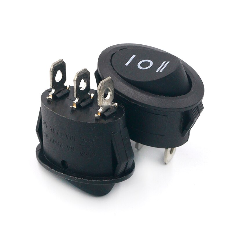 Interruptor basculante de botón ovalado KCD7, 5 uds., 26x14mm, 6A, 250V, 10A, 125V, interruptor de encendido y apagado IO, 2 pines, 3 pines, luz LED: 3Pin on-off-on
