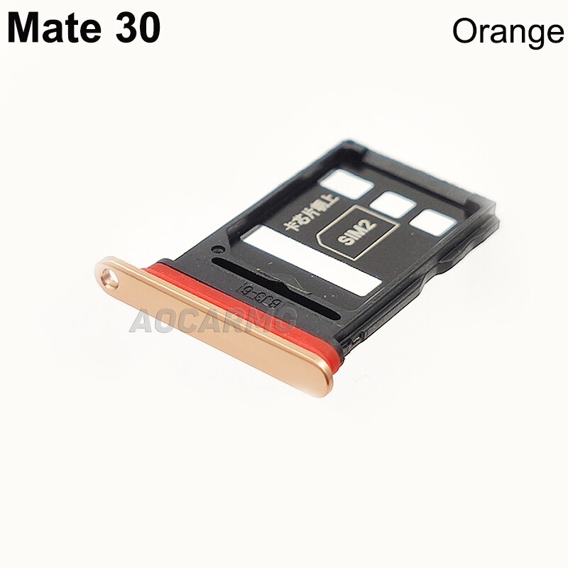 Aocarmo SD MicroSD Holder Nano Sim Card Tray Slot For Huawei Mate 30 Replacement Part: Orange