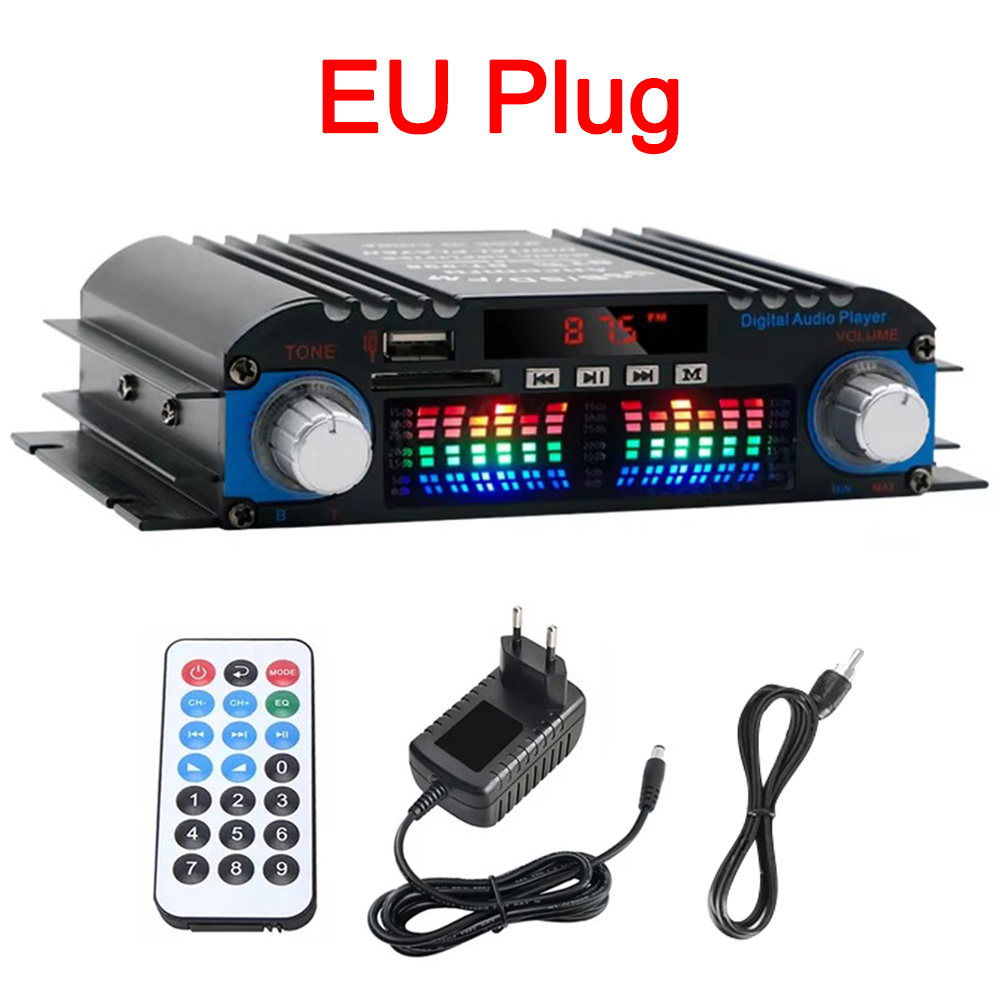1600W Peak Power HiFi Sound Amplifier Digital 4 Channel Audio Amplifier Bluetooth Karaoke Player FM Radio Support Remote Control: transparent