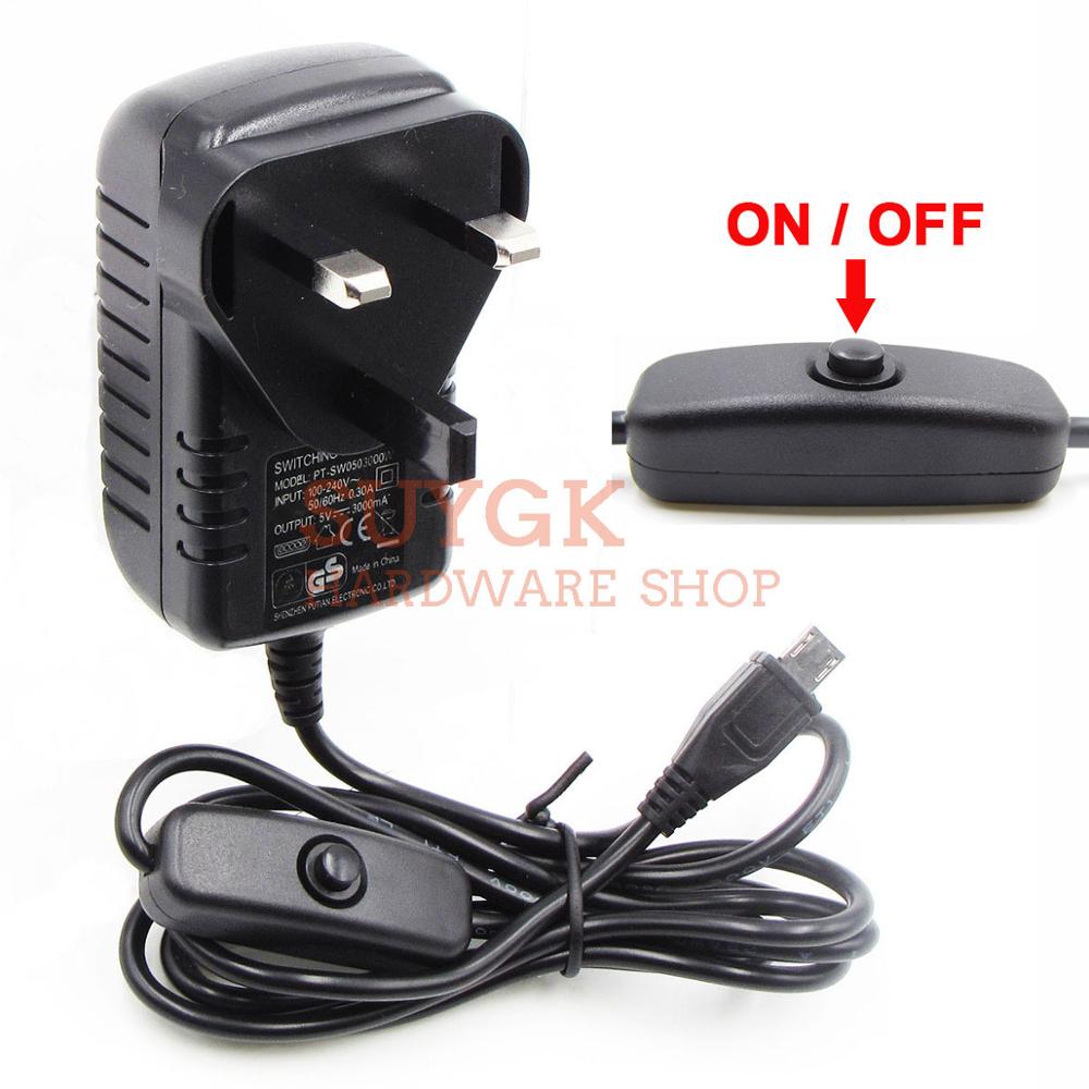 5V3A 5 V/3A Raspberry PI 3 model B + Plus Adapter AAN/UIT schakelaar knop power voeding lader DC/AC Adapter PSU Power Bron: UK plug