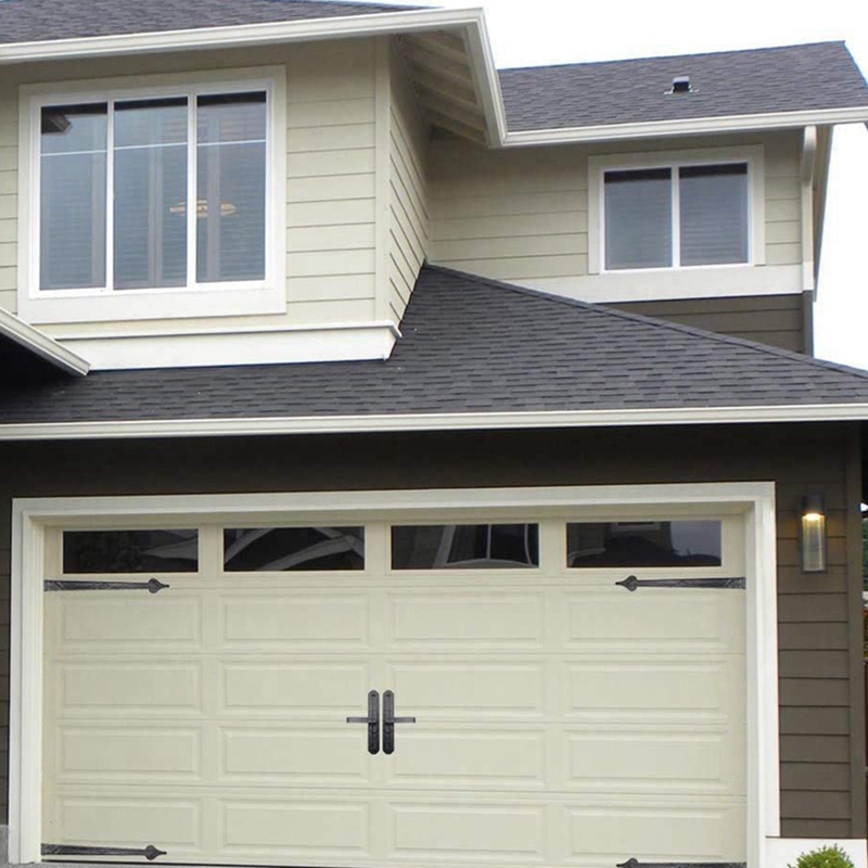 Kit de herrajes decorativos magnéticos para puerta de garaje, 6 piezas, acentos de carro, bisagras de imitación y mango negro