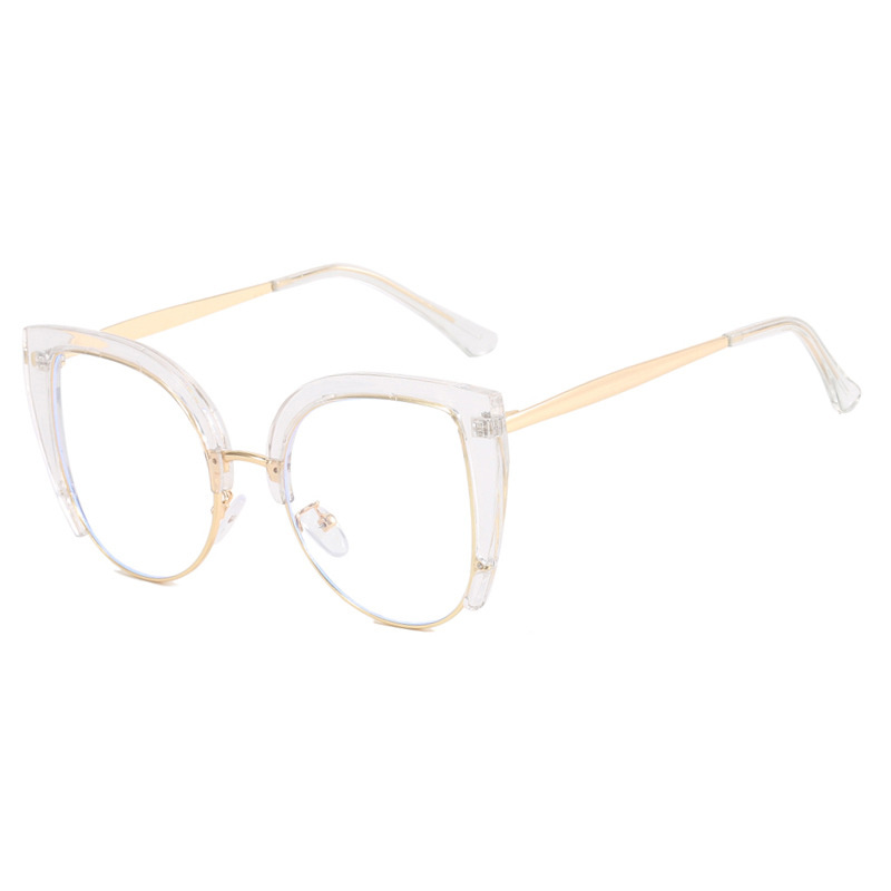 Gafas de medio Marco de ojo de gato de , montura de gran tamaño, antiluz azul, tendencia Retro, 2023, novedad de 2023: Negro