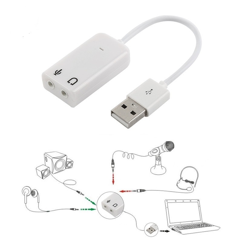 7.1 USB sound card with microphone input usb to 3.5mm headphone 3D External Audio Adapter