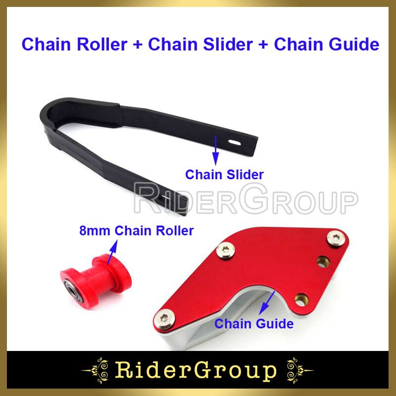 Red 8mm Chain Roller Black Plastic Chain Slider Aluminum Chain Guide For Chinese Made Pit Dirt Trail Bike Motorcycle