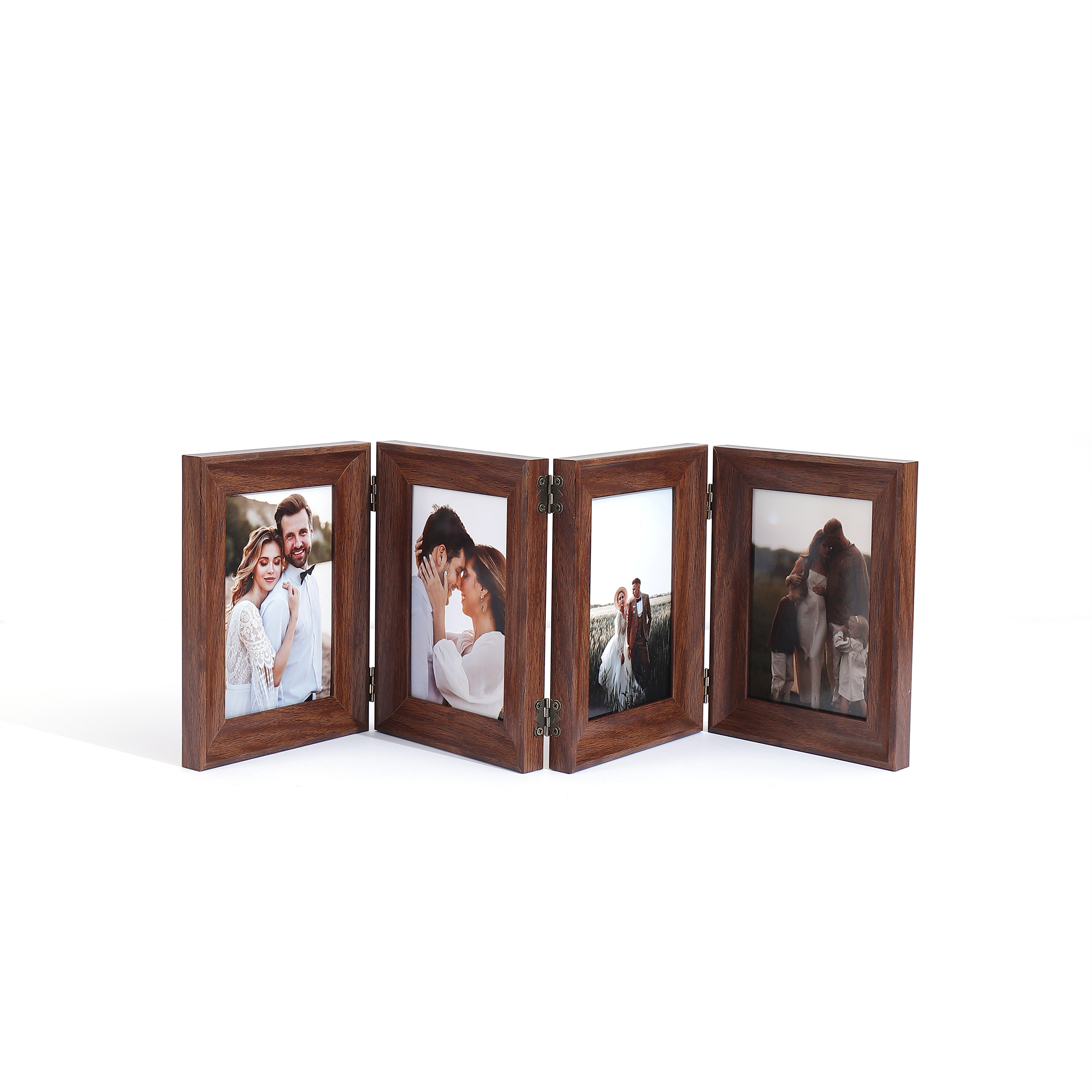 Vikbar Fotoram 4x6" - 4 Vikningar - Flera Foton - Bordsdisplay: Choklad