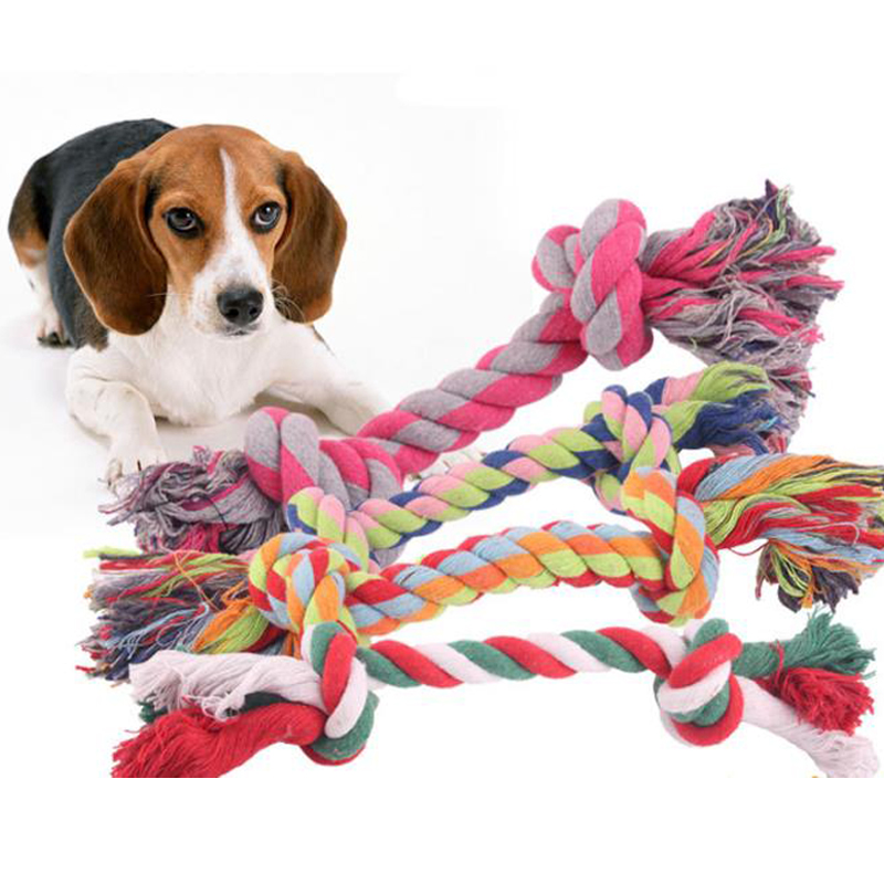 Cuerda de algodón de 18cm para mascota, Juguete para perro, cachorro, gato, nudo masticable, duradera, trenzada, hueso, Limpieza de dientes, Molar, suministros para mascotas (Color aleatorio)