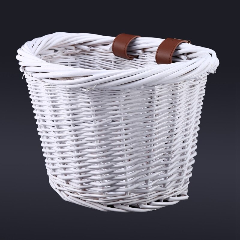 Retro Bicycle Front Basket Wicker Bicycle Storage Basket Handmade Natural Rattan Bicycle Storage Basket White: Default Title