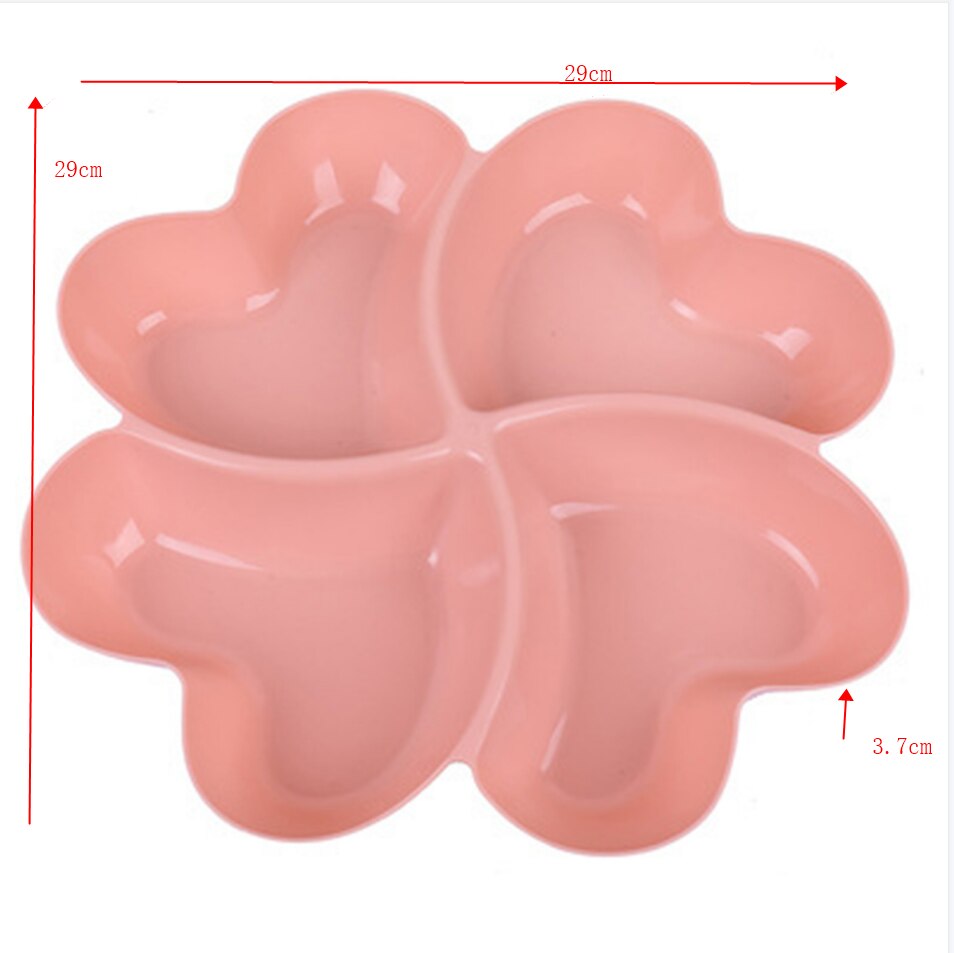 4-Compartment Heart-shaped Food Storage Tray Dried Fruit Snack Plate Appetizer Serving Platter for Party Candy Pastry Nuts Dish