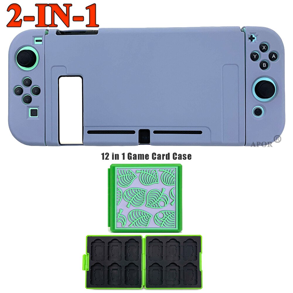 2 in 1 per accessori nintendo Switch custodie carine Cover completa Shell Joy-Con Controller Shell custodia rigida in TPU custodia per carte da gioco: Grey Blue 2in1