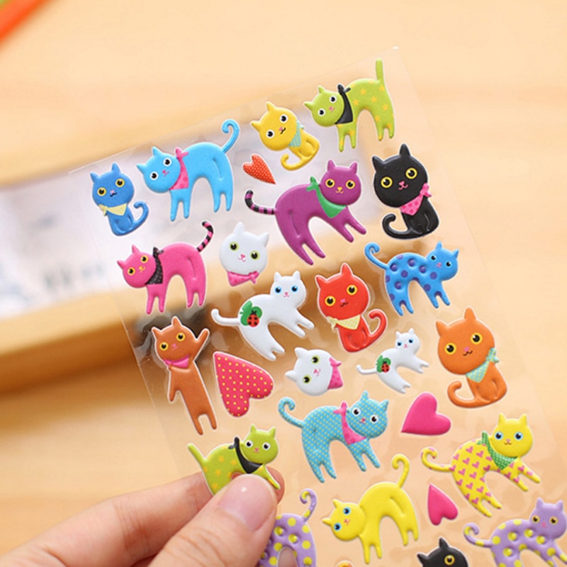 1pcs/ lot Puffy Bubble Fruits Animals series PVC sticker/3D scrapbooking sticker deco packing stickers Whales Cat ZOO Labels