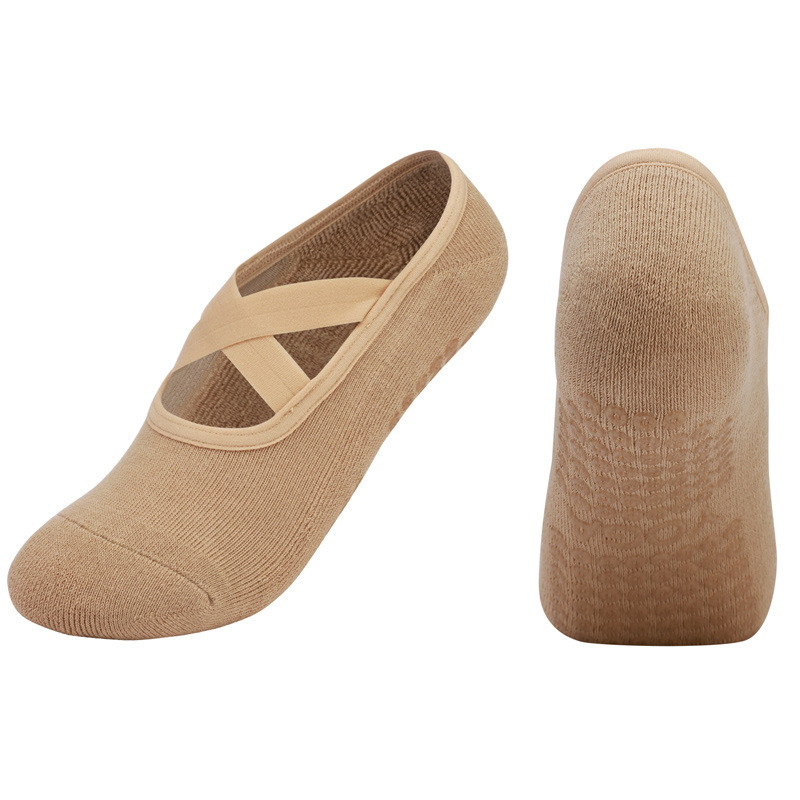 Femmes respirant serviette bas Yoga chaussettes Silicone anti-dérapant pansement Pilates chaussette dames Ballet danse Fitness entraînement coton chaussettes: Bleu