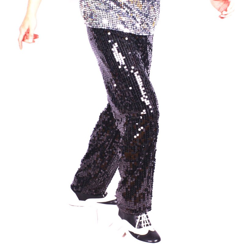 Hip Hop Costumes Men Silver Sequin Pants Street Dance Trousers Male Jazz Performance Cloting Modern Rave Stage Outfit DN5051: Black