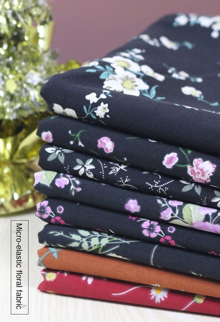 Chiffon Fabric By The Meter Floral Printed Micro Elastic Opaque Dress Skirt Flowers Summer Fabrics Breathable for Sewing Brocade