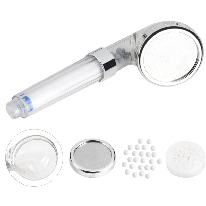 Pommeau de douche Portable à économie d&#39;eau, salle de bain, Ions négatifs, avec 3 filtres, haute pression, 1 ensemble