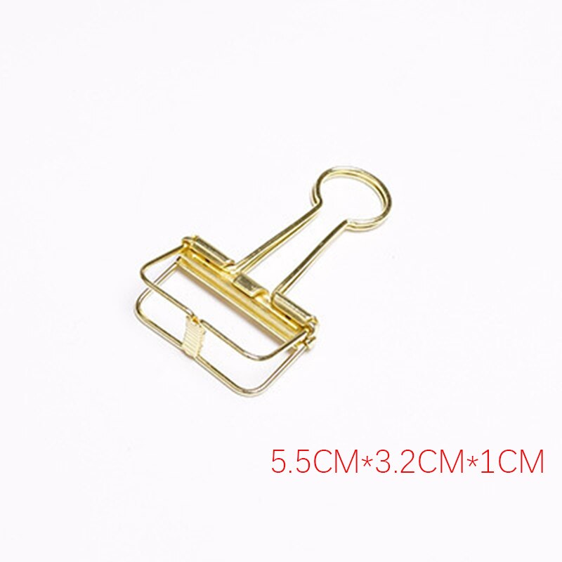 Cute Kawaii Colorful Metal Paper Clips Binder Clip For Photo Message Ticket File Office School Supplies Clips Korean Stationery: Medium - gold