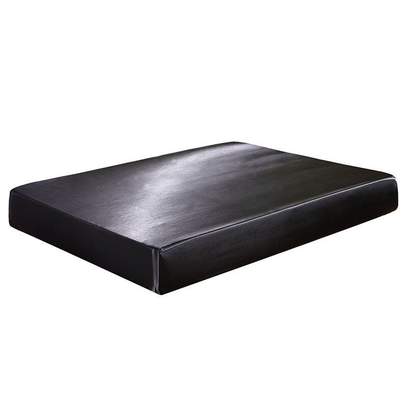 Hjem stilig utstyrt laken twin full queen king size sateng silke sengetøy madrasstrekk: Svart