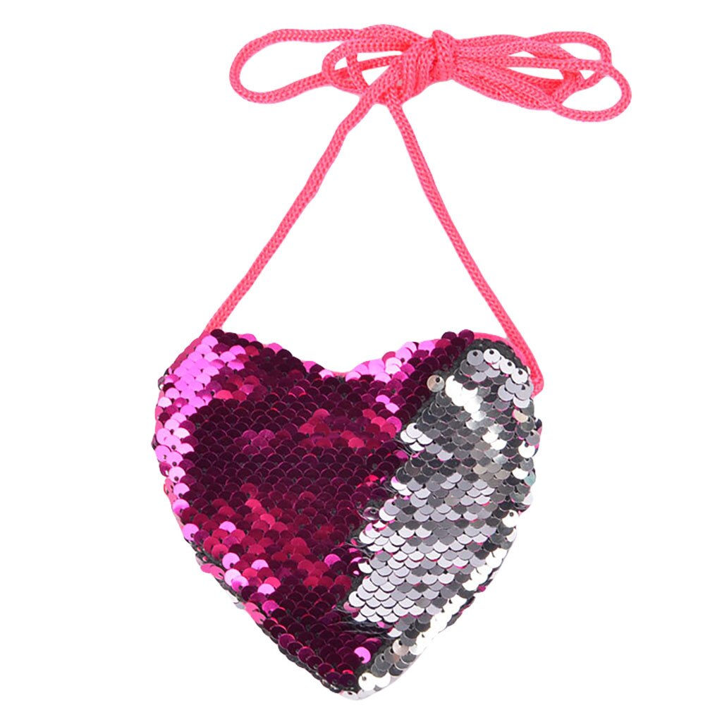 Bébé filles sacs de messager paillettes porte-monnaie mignon en forme de coeur Mini portefeuille enfants sac à bandoulière sac à main brillant: HOT