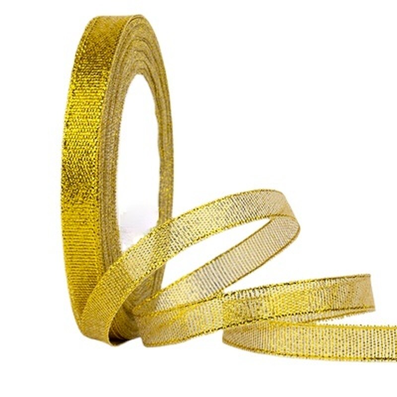 25Yards 6Mm Goud/Zilver Glitter Linten Diy Kunstzijde Rozen Ambachten Levert Handgemaakte Naaien Accessoires Festival Levert: 6mm gold