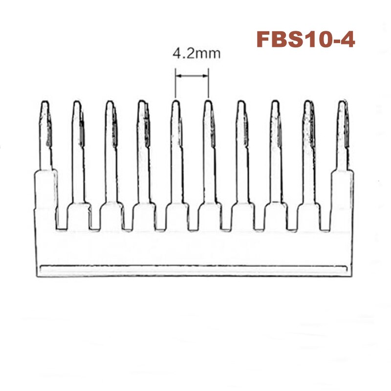 1Pcs FBS10-4 Plug-in Bridge Center Short Connection Strip Din Rail Spring Terminal Block ST-1.5 Morsettiera Brass Connector