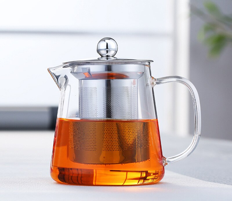 Farverig varmebestandig glas tekande 550ml med filter, tekande kan opvarmes direkte på brandfilter varme kaffekande kedel: 01