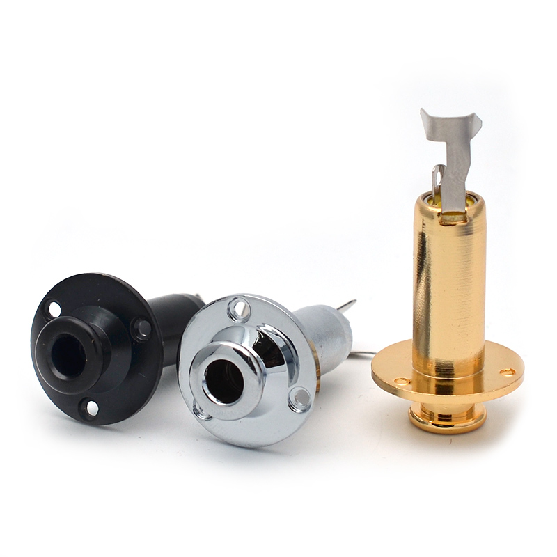Brass Acoustic Electric Guitar End Pin EQ Output Input Jack Guitar Plug Socket 6.35 Guitar Parts Black Silver Gold 3 color