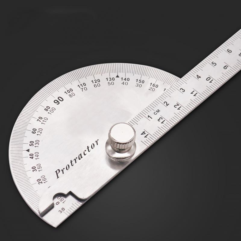 14.5cm 180 Degree Adjustable Protractor Stainless Steel Caliper Roundhead Angle Ruler Mathematics Measuring Tool Woodworking
