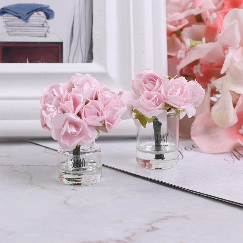 1pc Mini Flowers Potted Plant Doll House Decor 1:12 DollHouse Furniture Toys Garden Ornaments