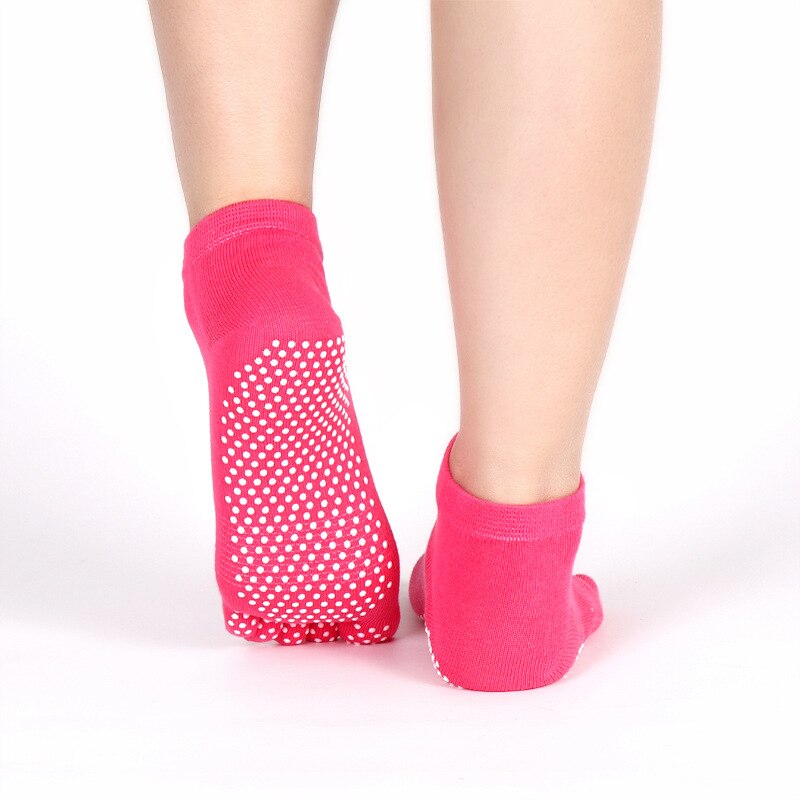 Calcetines de Yoga antideslizantes profesionales para mujer, medias de cinco dedos, de algodón puro, antideslizantes, cálidos, para Otoño e Invierno: full toe-red