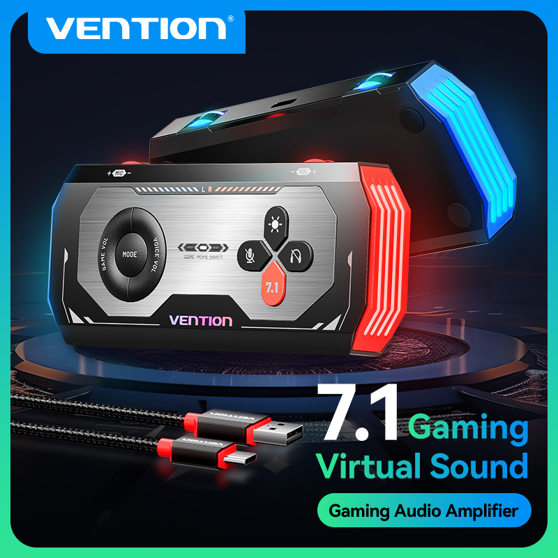 Vention External USB Computer Sound Card 7.1 Channel for Gaming External Audio Amplifier USB Adapter Plug and Play for PC Laptop