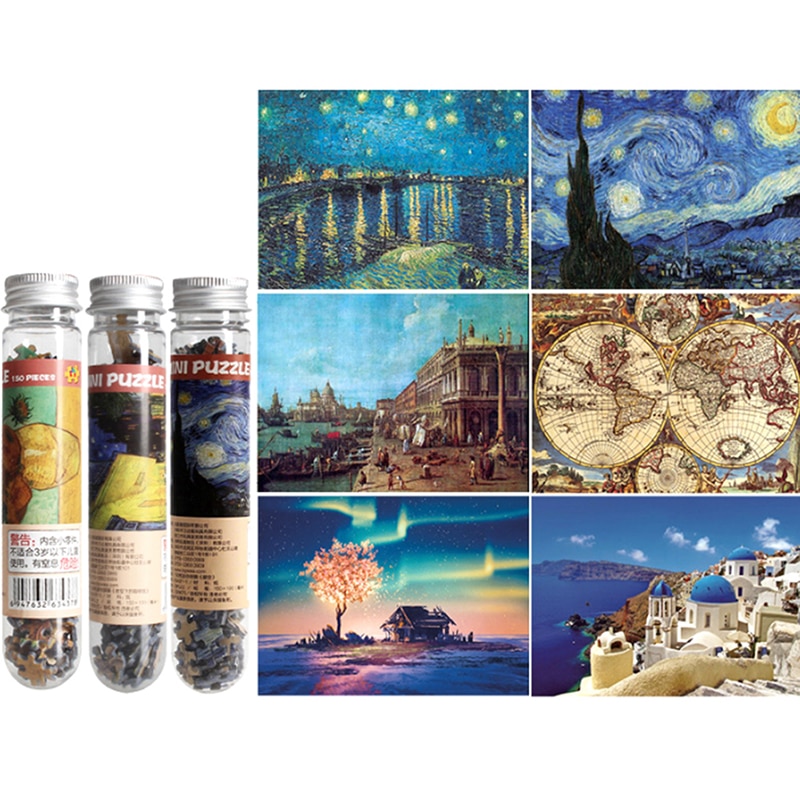 12 arten Puzzle Landschaft Öl Malerei Chinesische Malerei Jigsaw Mini Reagenzglas Paket Pädagogisches Spielzeug Für Erwachsene Und Kinder 150pcs