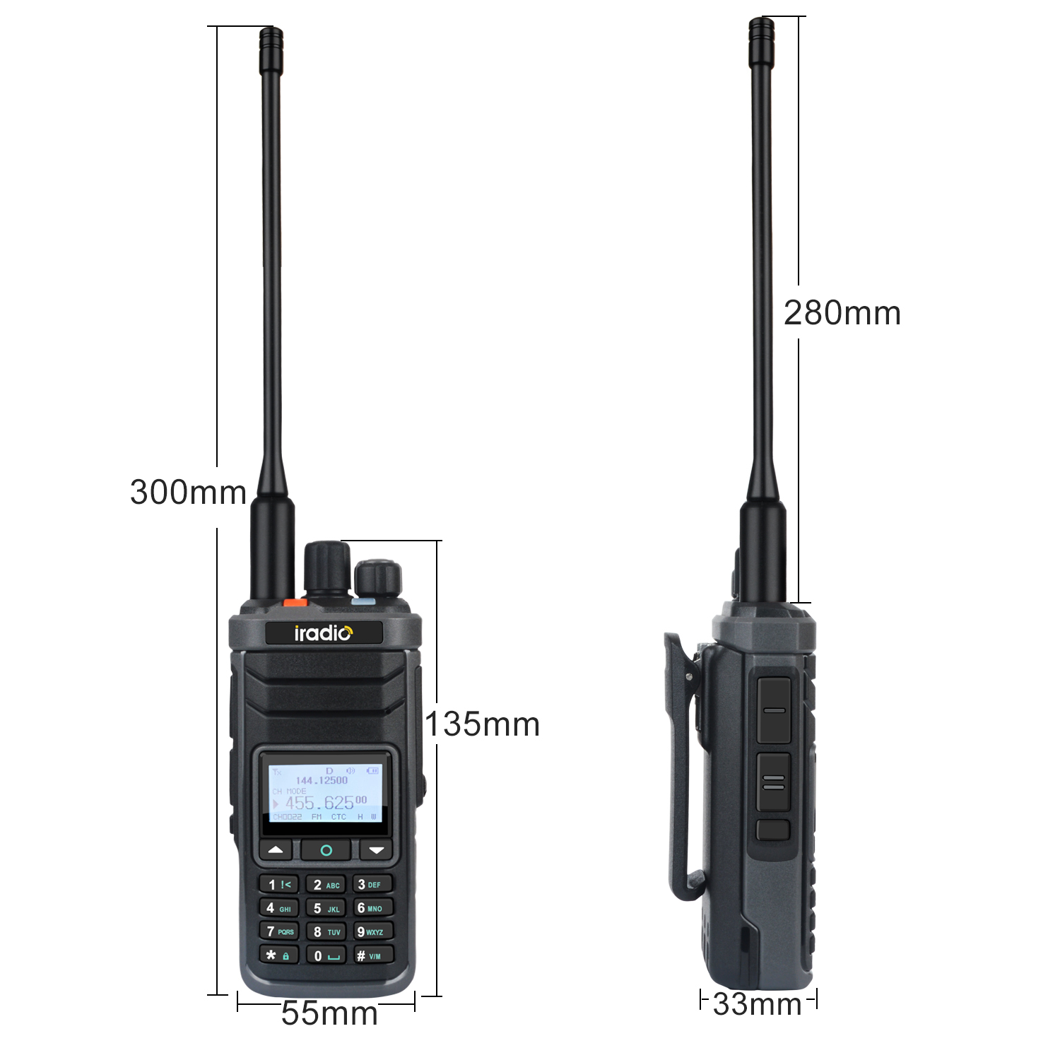 Iradio Walkie Talkie UV-88 HF CB VHF UHF Aviation Freq Multi-Band Multi-Modulation AM FM SW MW LW CB SSB Tragbares Funkgerät