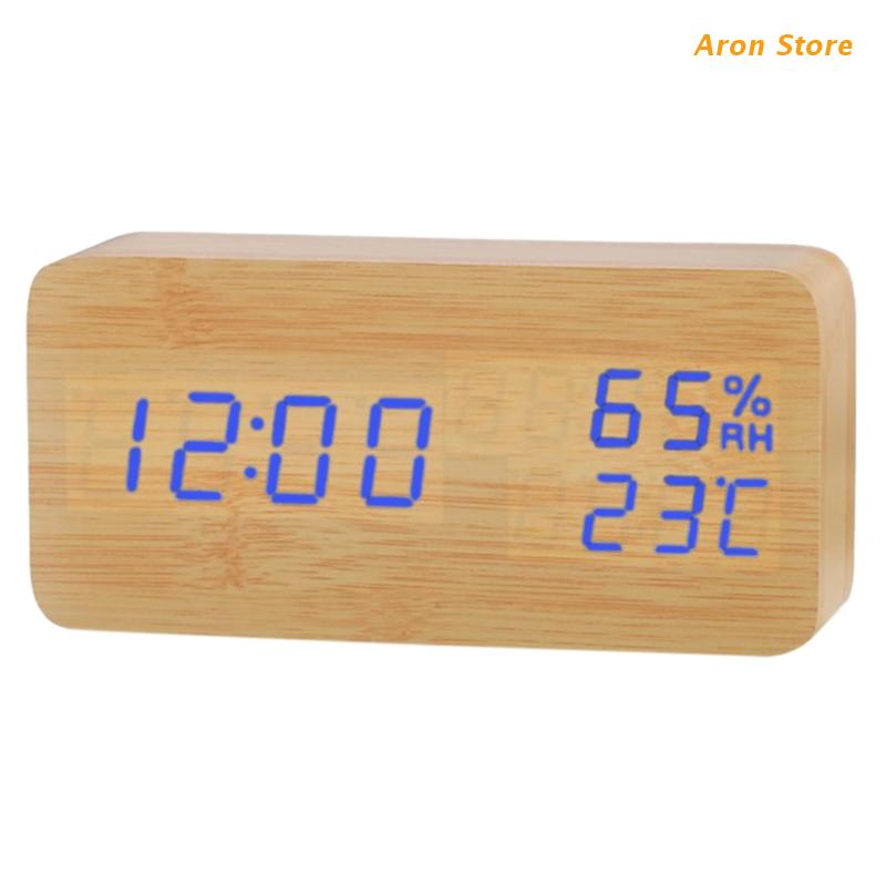 Multifunction Alarm Clock in Wood Digital Alarm Clock Prevent Being Late and Sleeping Home Decoration: white