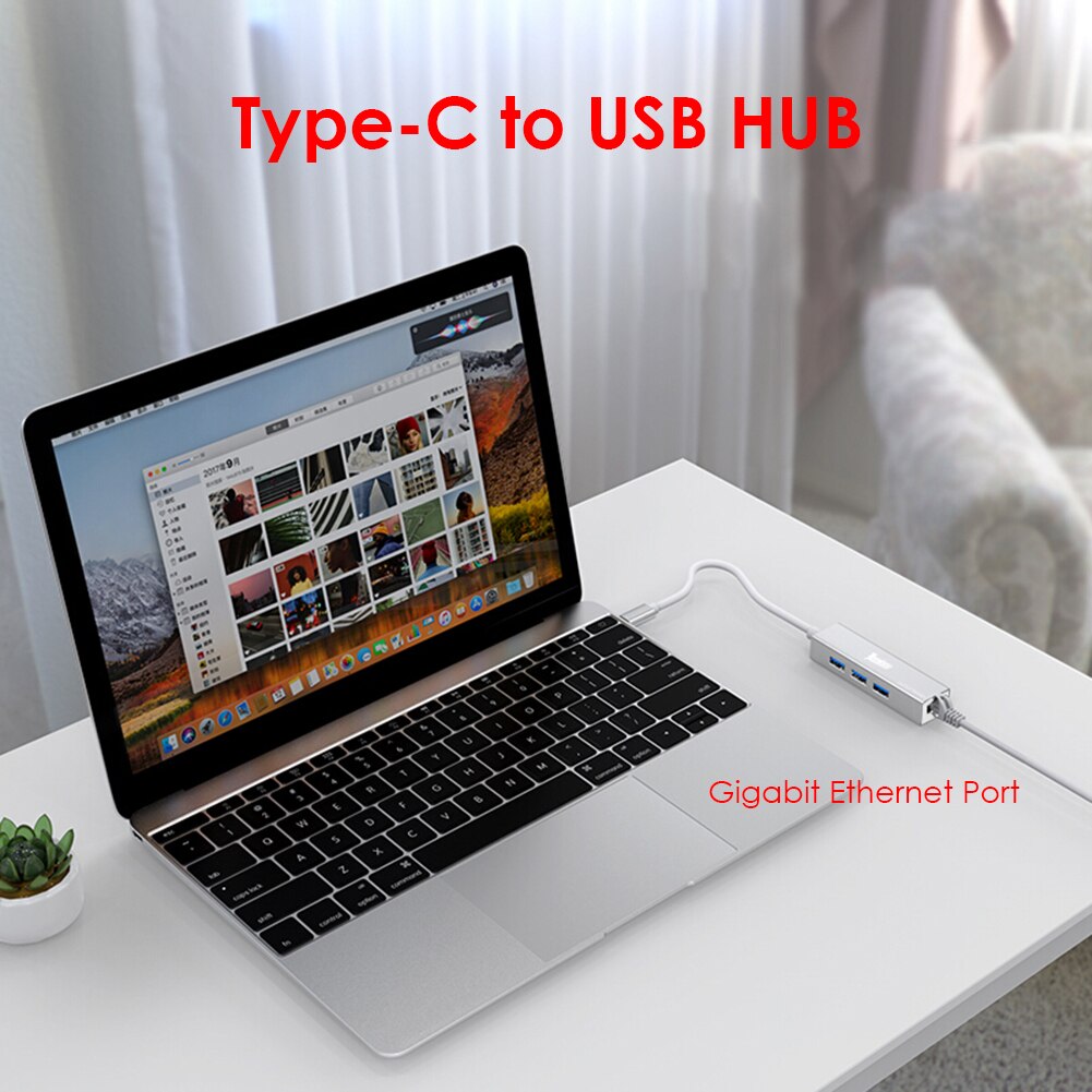 4 w 1 USB C Centrum robić USB 3.0 RJ45 Gigabit Ethernet przewodowy adapter sieci LAN dok USB typu C stacji z wejściem HDMI, dla laptop
