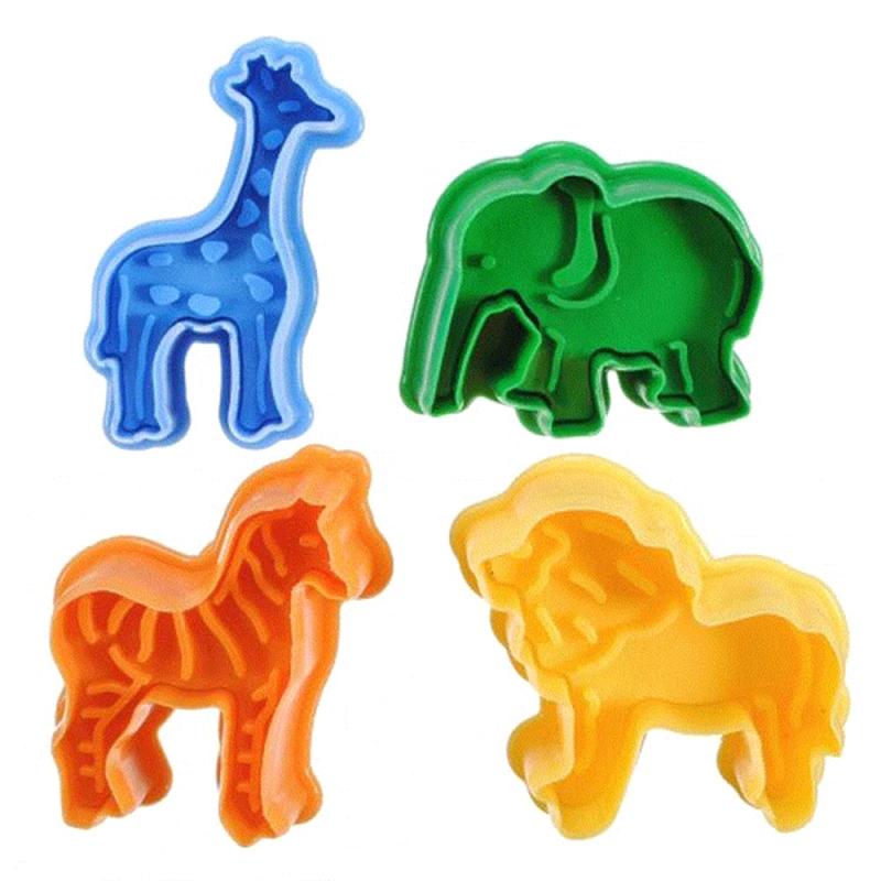 4 Uds. Galletas animales de plástico León jirafa cebra cortador de galletas para hornear utensilios de decoración de pasteles