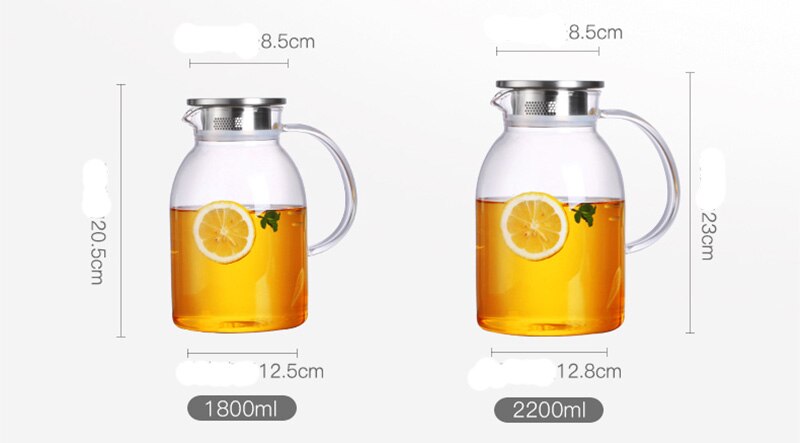 Szklany dzbanek na wodę dzbanek na wodę szklany pojemnik na wodę szkło odporne na ciepło czajnik wrzący 1800ml 2200ml na herbatę robić domu