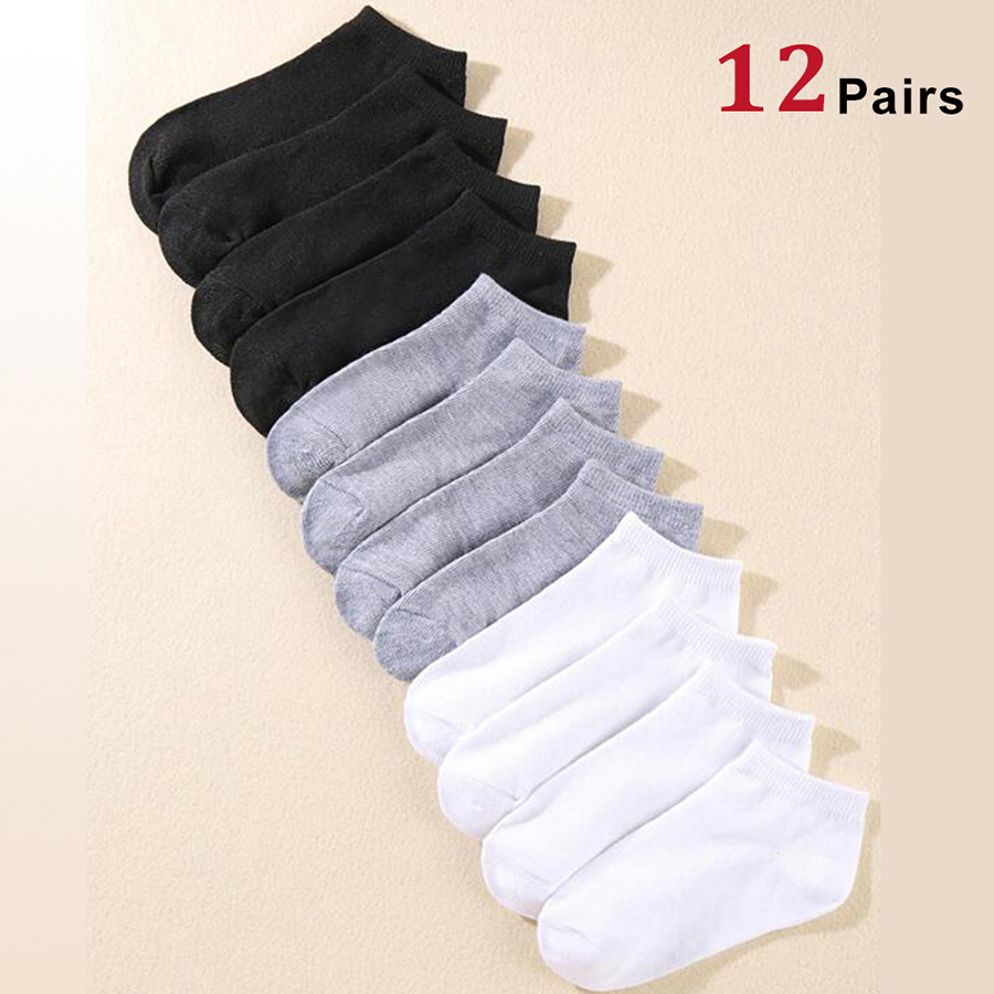 10/12/20/40 pares de calcetines náuticos para hombre, calcetines deportivos de negocios con absorción de sudor para verano y otoño, calcetines tobilleros suaves sin pilling de Color sólido: Blue White