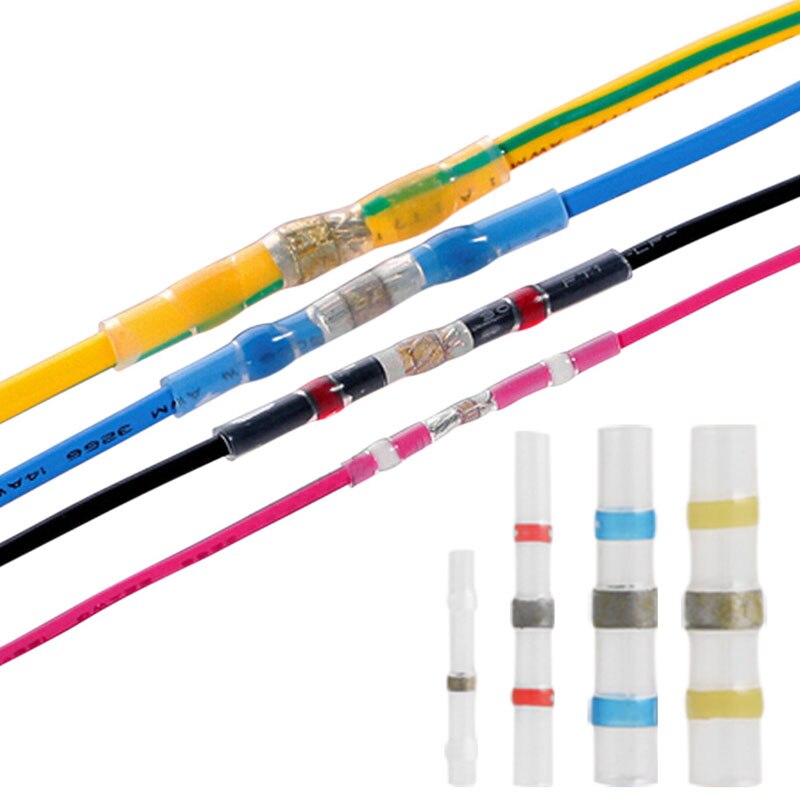 100Pcs 26-10AWG Assorted Solder Sleeve Heat Shrink Splice Butt Wire + Box