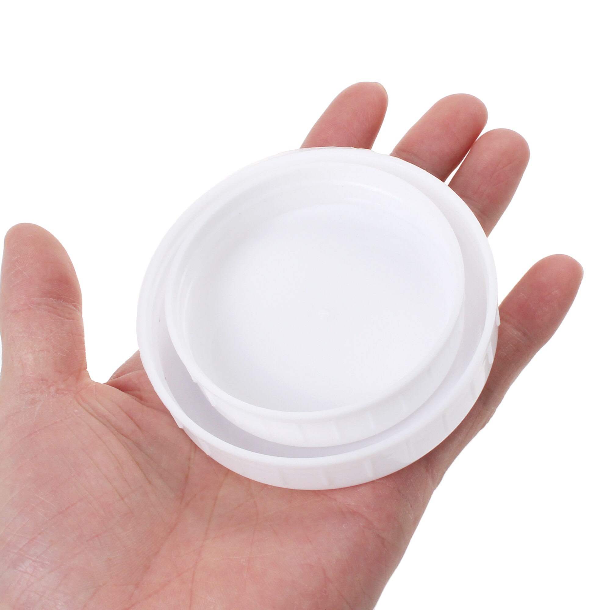 10pcs Mason Jar Lids Unlined Ribbed Plastic Cup Lid Regular Mouth Mason Cannings Leakproof Storage White Bottle Caps Cover