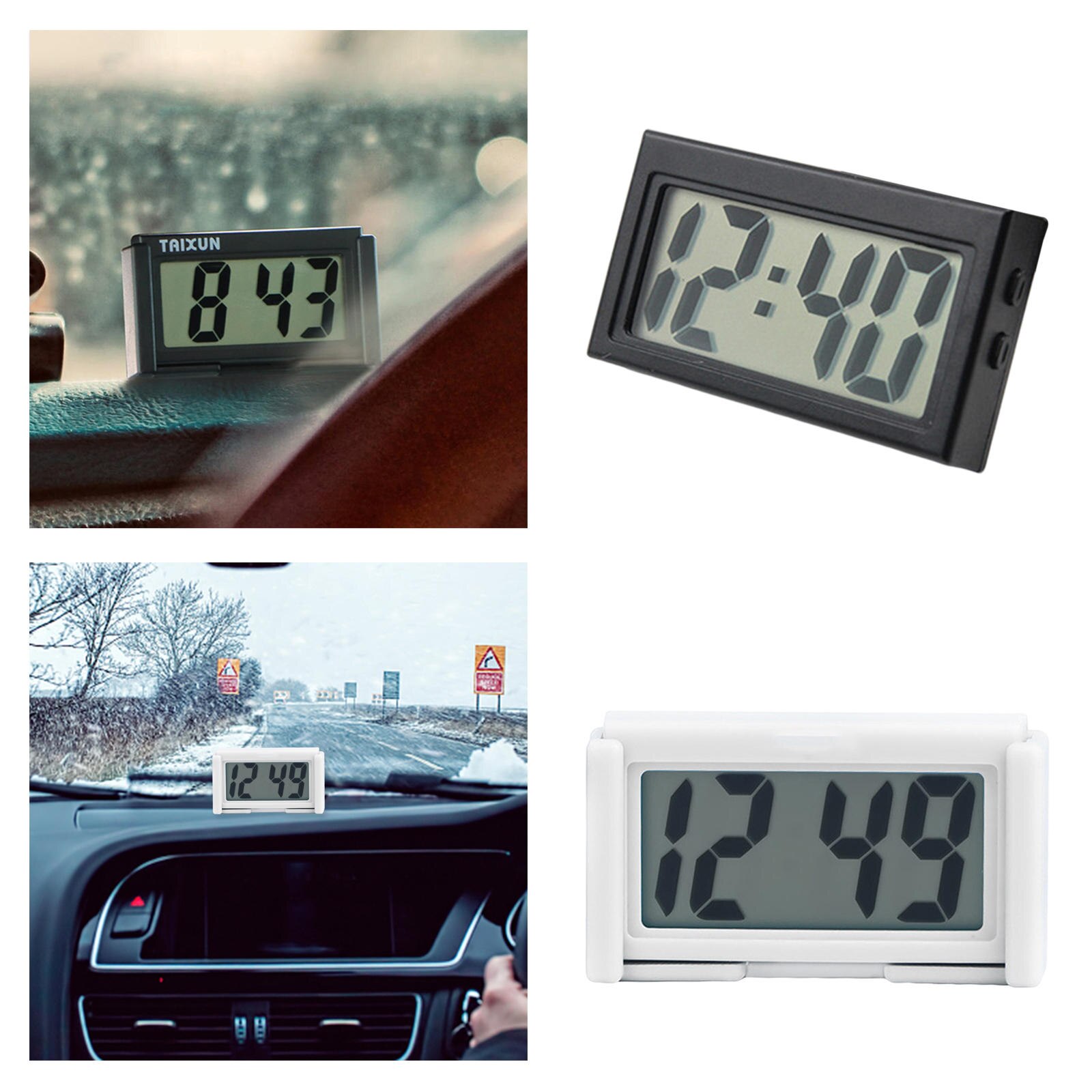 Mini horloge de tableau de bord de voiture, support Auto-adhésif Durable, horloge numérique électronique pour voiture