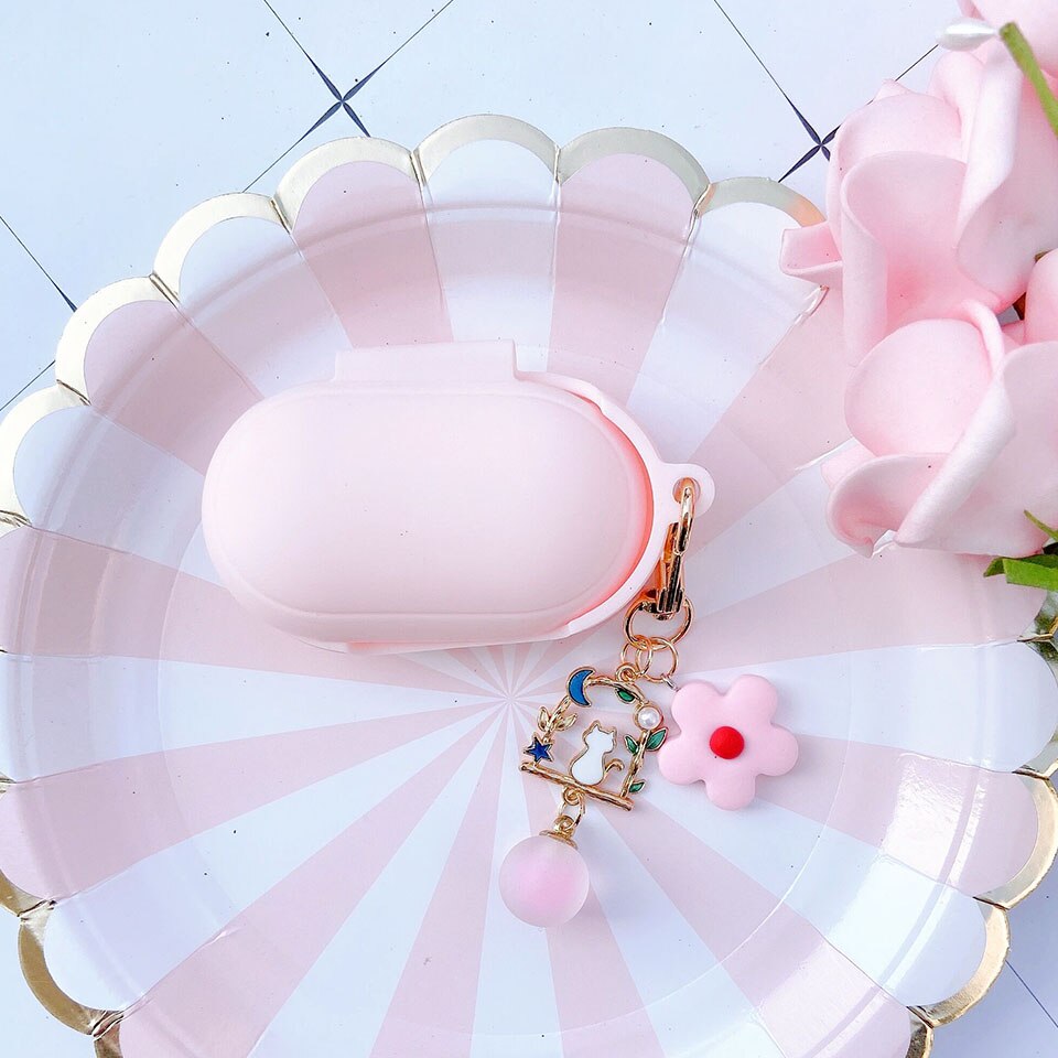 Coreano di lusso Del Silicone di Caso per Samsung Galaxy Gemme/Germogli + Più Della Copertura di Bluetooth del Trasduttore Auricolare Proteggere Gli Accessori Portachiavi Decor Ragazza: C