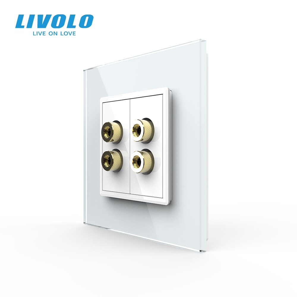 Livolo-enchufe de pared con Panel de cristal, enchufe de sonido estándar europeo: Double White