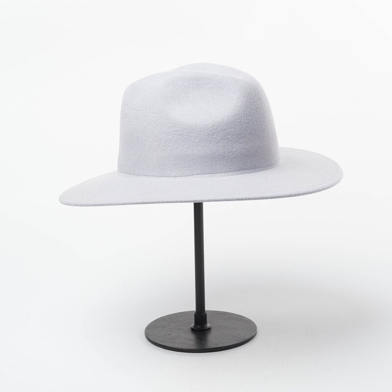 Winter Women Fedora Hat 100% Wool Wide Brim Felt Hats Cap Crushable Pork Pie Hat Female Floppy Church Wedding Bridal Hats: Gray Blue