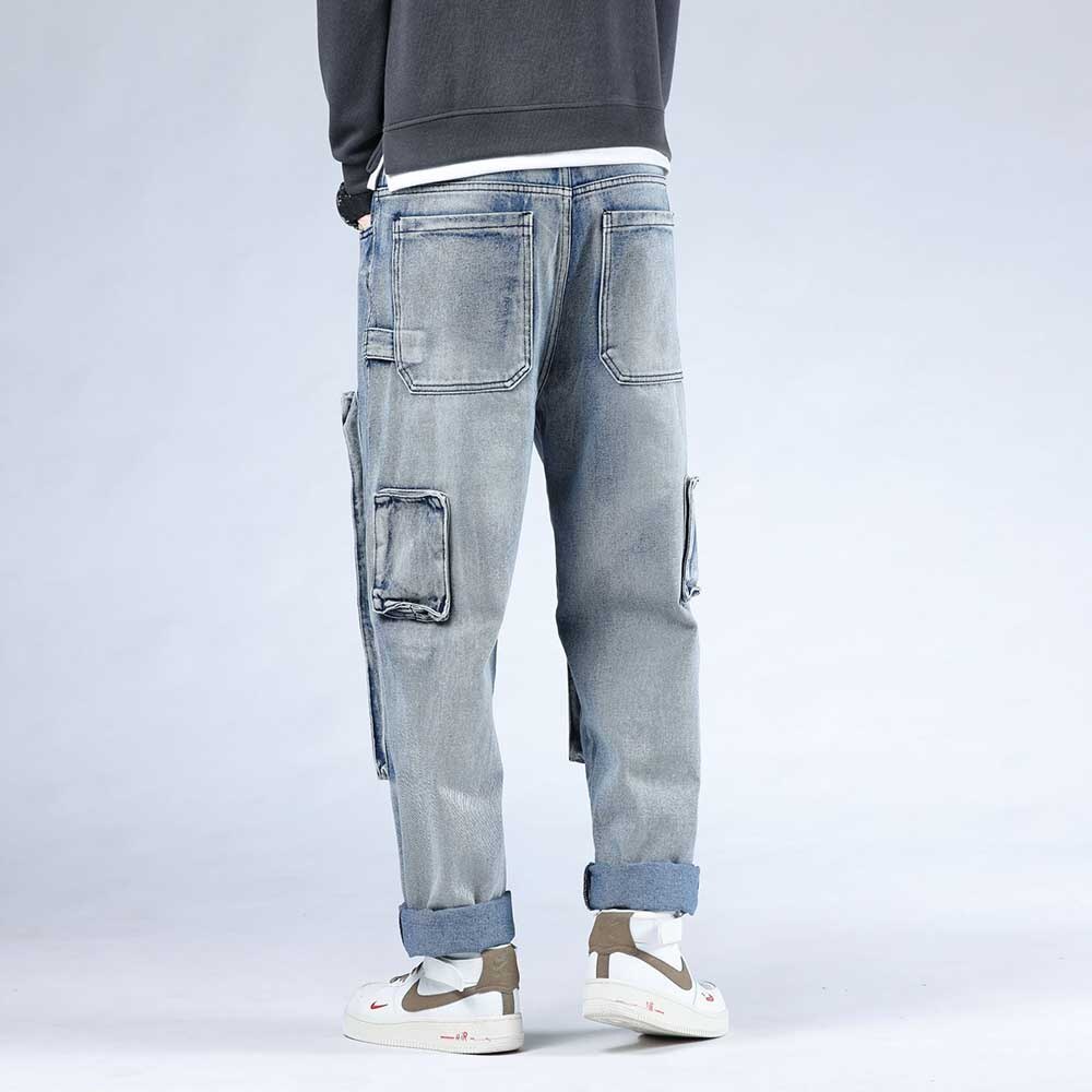 Løse baggy harem jeans mænd cargo bukser lige plus størrelse bukser cowboy hiphop jeans bukser streetwear herretøj