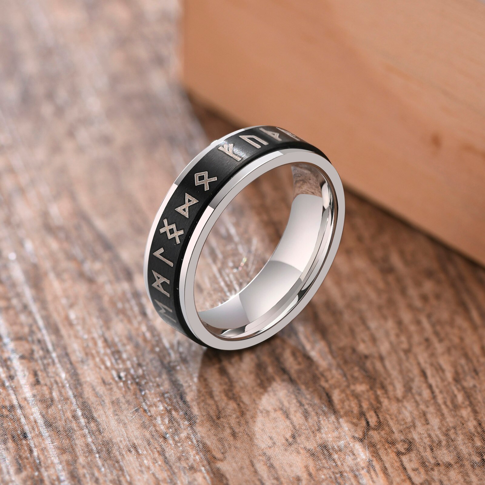 Vnox- Bague Spinner 6/8mm pour Homme, Accessoire Anti-Stress, Alliance Classique en Acier Inoxydable, Bijoux de Sport Rune Viking Décontractés: 9 / Cyan