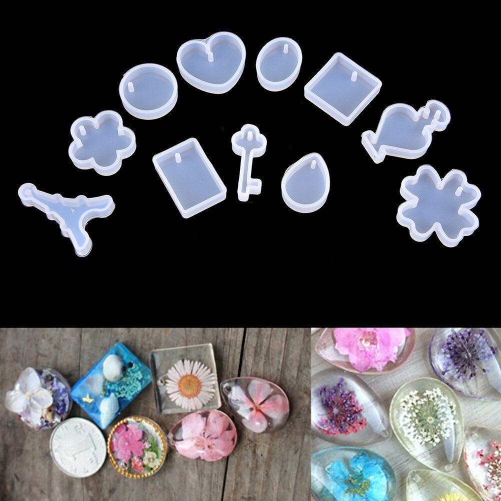 4pcs/set Puzzle Piece Gemstone Crystal Epoxy Resin Mold DIY Jewelry Pendant Making Tools Epoxy Clear Silicone Mould: 2