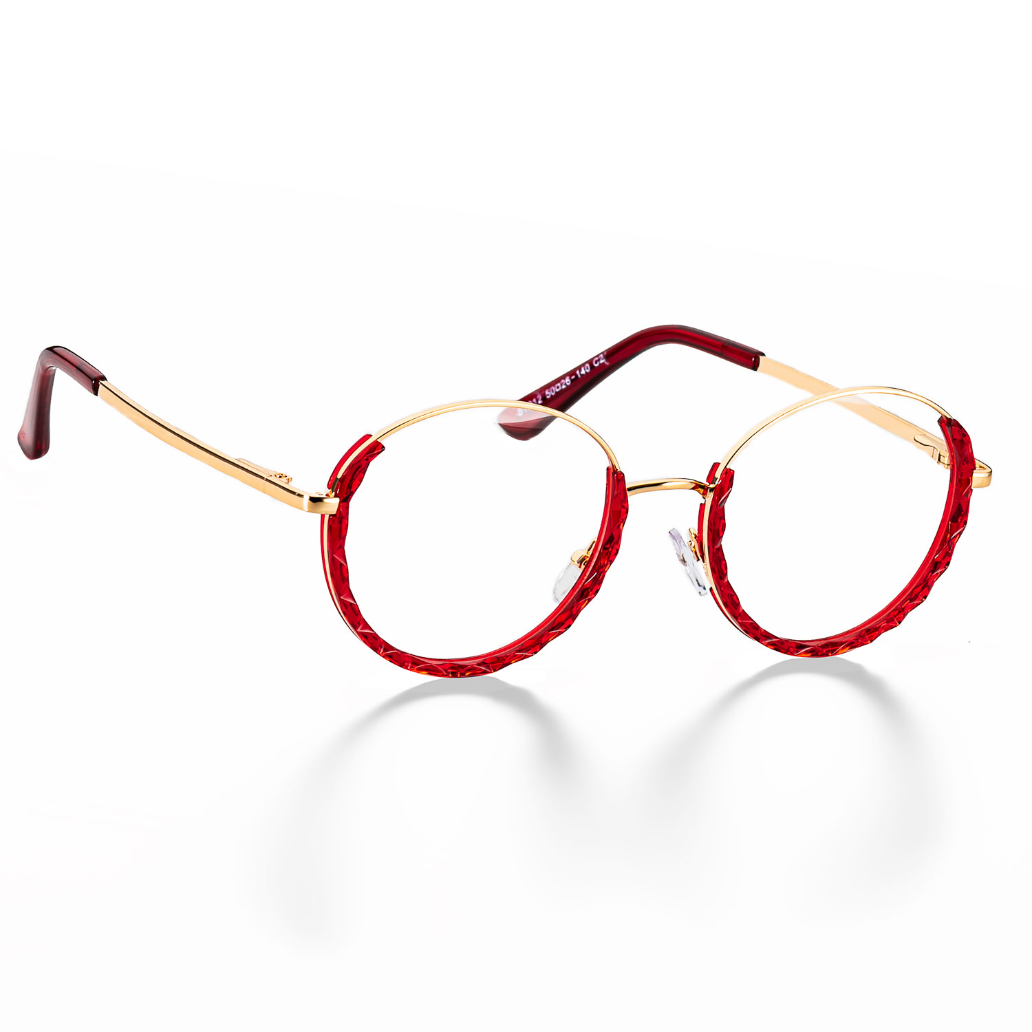 51012 Round Cat Eye Half-frame Plastic Titanium Glasses Frames Ultralight Men Women Optical Computer Glasses: red